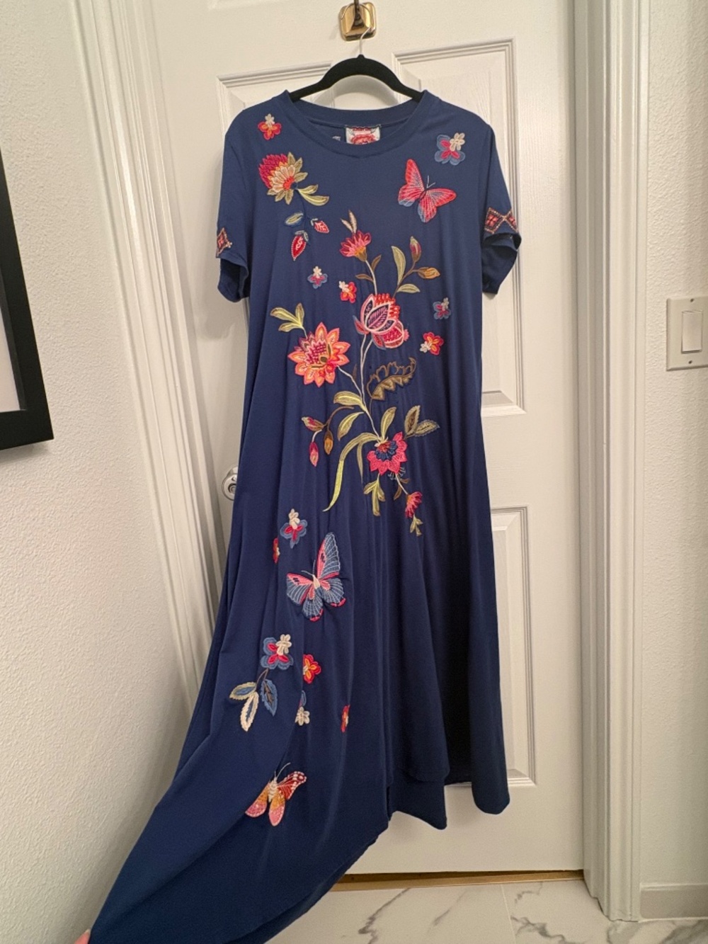 Johnny Was dress, L, sky blue with embroidery - Picture 2 of 6